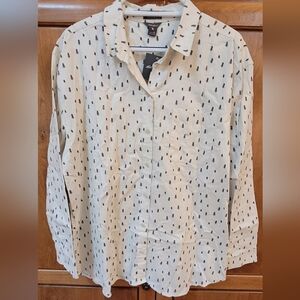 NWT | Eddie Bauer Pine Tree Print Boyfriend Fit Flannel